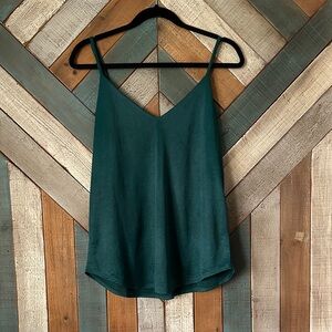 Cherish V-Neck Camisole Tank Top - Pine Green